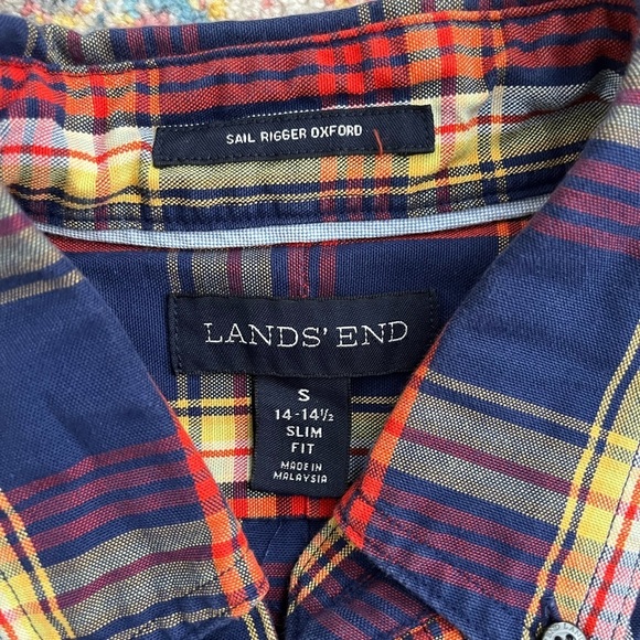 Lands End sail rigger Oxford plaid button down shirt - Picture 4 of 5